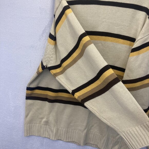 Vintage Y2K bq Oversized Sweater Mens 2XL Beige Brown Stripe Retro Baggy Acrylic - Picture 10 of 16